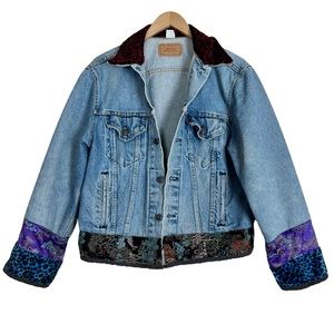 Vintage Upcycled Levis Jean Jacket Made in the USA Size Medium 80s 90s